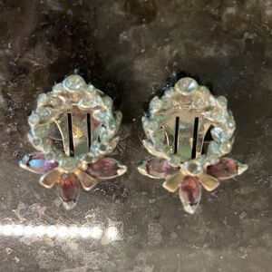 Vintage Silver Wreath Clip Earrings